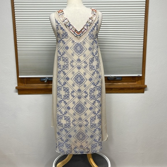 Free People Beige Ancient Mystery Beaded Sequin Sleeveless Shift Dress - Picture 7 of 12